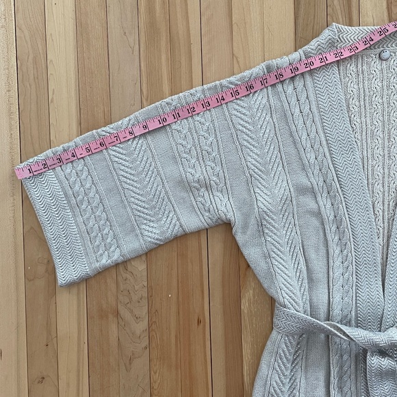 NWOT Margaret O’Leary Silver Accent Belted Knit Cardigan - Sz M - Picture 10 of 12